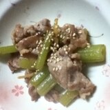 フキと豚肉の麺つゆ炒め